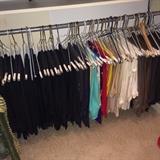 Many slacks are in the clothes selections.