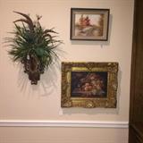 Wall floral arrangement; framed art