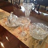 Lovely serving pieces of cut and pressed glass