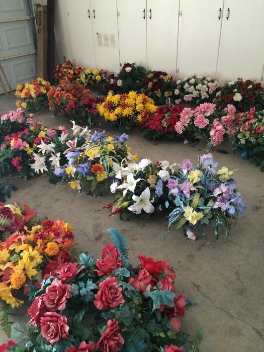           Many floral arrangements