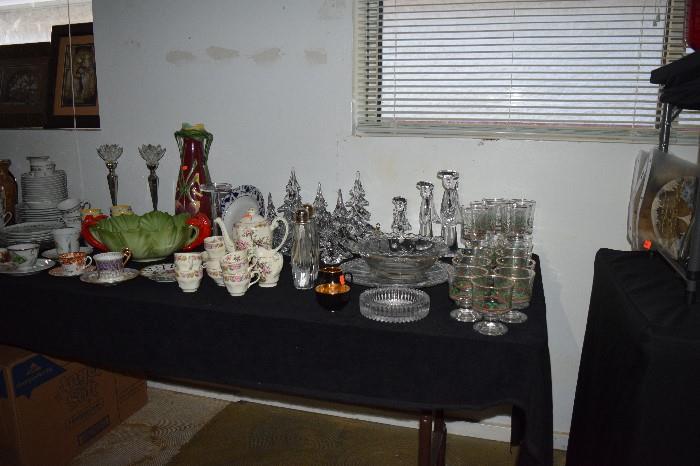 Tea Set, Lobster Bowl Vases Glasses
