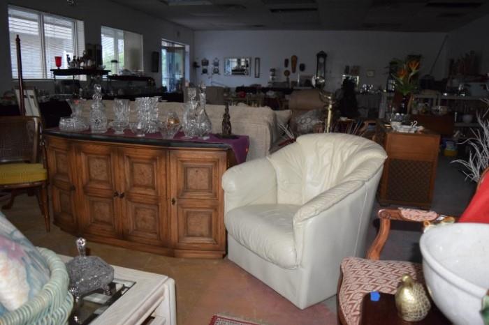 Leather Chair, SIde Chairs, Crystal, Buffet or TV Console