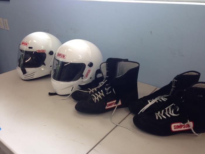 Like brand new Simpson Race helmets, boots, gloves