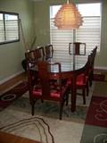 Beautiful pristine furniture-Oriental style; eight chairs, with removal glass top pads