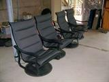 super, nice patio chairs with large round table-they swivel and rock