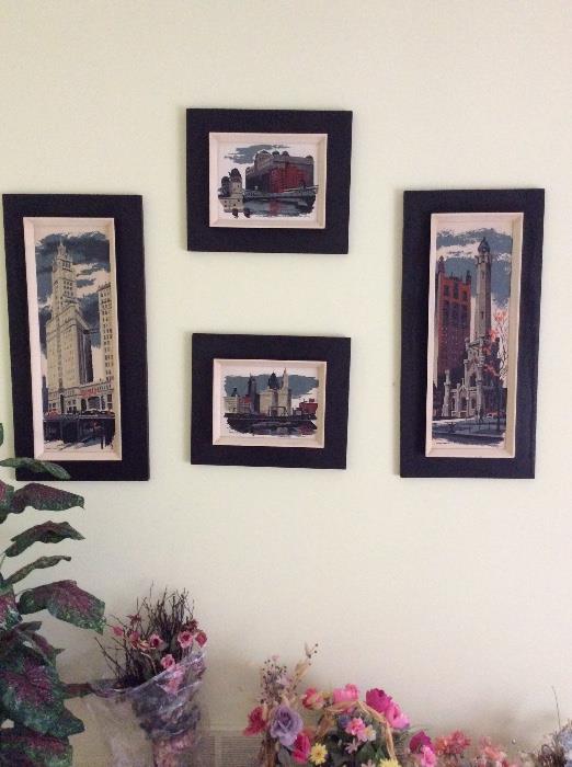 Limited edition Mark Coomer serigraphs of Chicago land marks.  Original frames in excellent condition.  One owner.  