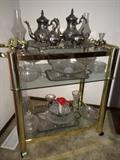 Brass large tea cart.