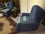 2 blue recliners.