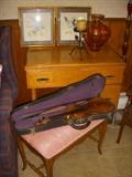 Violin (as found....), bench and sewing machine cabinet