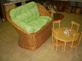 Rattan loveseat, child's table & chair set