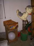 Ride the Duckling cast metal toy mounted in bucket of cement....bring help to move this one!