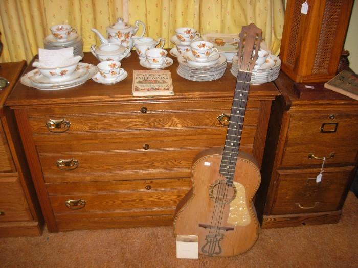 China set $65 all 50% OFF..old guitar..antique dresser