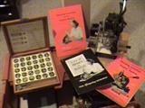 KINGSLEY STAMP MACHINE WITH 6 BOXES OF TYPE & ACCESSORIES