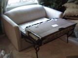 NICE WHITE SMALL COUCH WITH PULL-OUT FOLDING BED--NICE CLEAN SHAPE