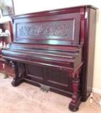 Stunning Adam Schaaf Victorian Upright Piano In Ribbon Mahogany Wood
