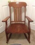 Antique Tiger Oak Antique Rocking Chair
