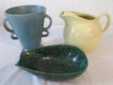 3 Pottery Pieces - Red Wing Vase, Roseville Bowl , Eu-ray Pitcher
