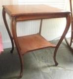 Antique Large Oak Table with Bottom Shelf 