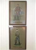 2 Vintage Confederate Needlepoint Pictures Framed 