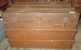 Wood Slat Steamer Truck with Original Tray / Shelf Inside 