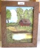 Oil on Canvas - Signed on Bottom Left Valentino 1987 - In Barn Wood Frame