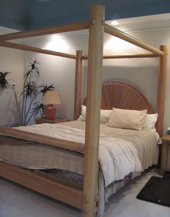 king size poster bed, mattress and springs