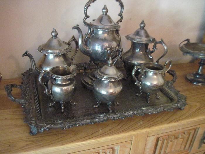 silver on copper tea service