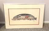 Framed illustration “The Friendly Confines Wrigley Field” by artist Bill Stebbins 