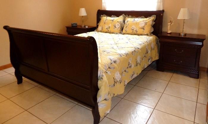 Queen Size Sleigh Bed Frame with Matching Night Stands