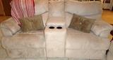 Suede Love Seat with Duel Recliners