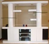 Vintage Modern Lighted White Formica/Glass Entertainment Center