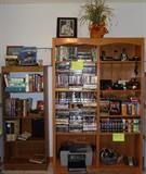 Book Shelves, DVD's, Book CD's, Books, HP Printer