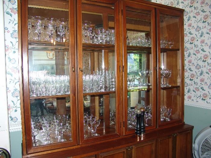 China cabinet and large set of stemware