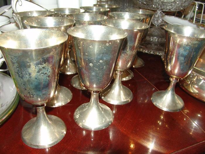 Set of 12 silver plate goblets