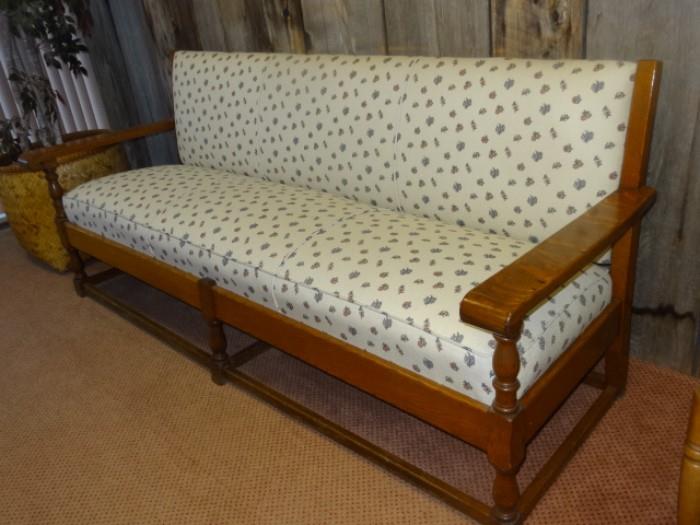 Oak Bench measures 86.5"W X 28"D