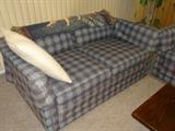 Pair of Plaid Love Seats measures 59"W X 34" D