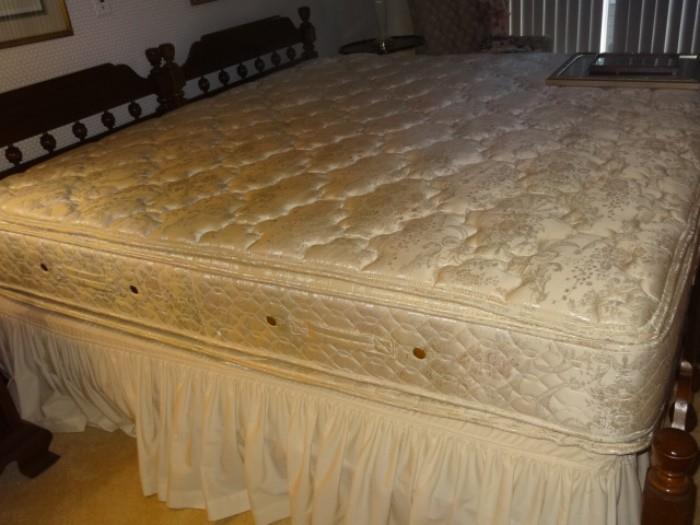 King Size Head Board with 2 Twin Mattress/Boxspring Sets