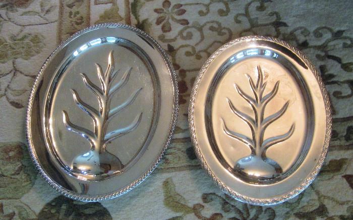 Silver plate, Well and Tree serving platters.