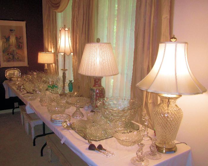 More wonderful glass, lamps, silver.