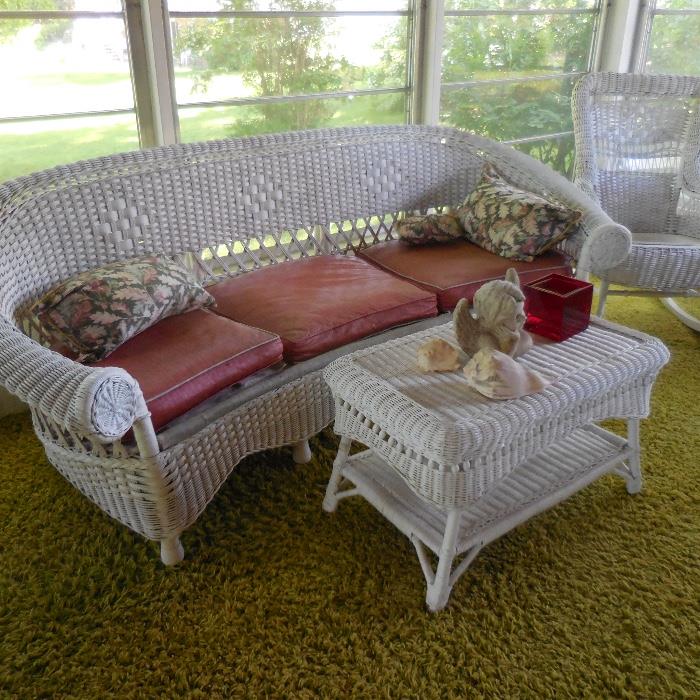 wicker sofa with original upholstry