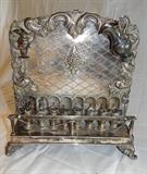 antique silver Hanukkah Menorah