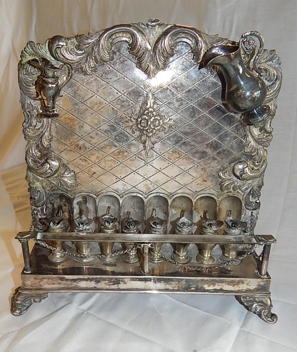 antique silver Hanukkah Menorah