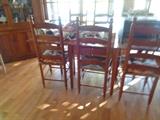 drop leaf table w/leaves & 6 ladder back chairs