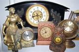 Assorted cool clocks--some antique, some vintage, some working, some not.