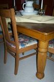 Antique dining table with 5 massive legs (one center leg to support leaves).