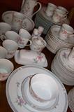 Big vintage dishes set for 12--Peonies--fine china, made in Japan.