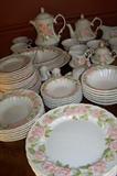 Vernon Rose china, Metlox. Big set with hard to find tea pot and coffee pot.