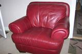 Contemporary red leather chair and sofa set.