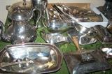 Assorted silver plated trays and hollow ware--English and American--NO STERLING.
