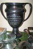 SOLD--Large silver plated loving cup awarded in 1912 by Fanciers Association of Indiana for best display of White Orpingtons.